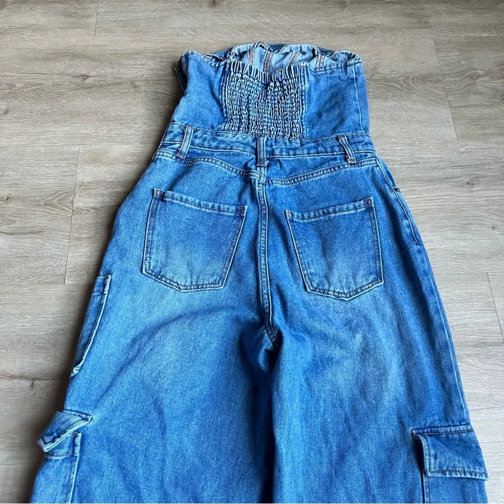 wild fable Strapless Light Blue Denim Jumpsuit